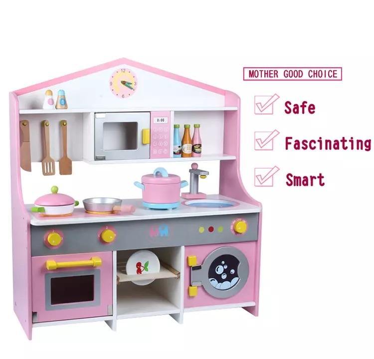 Wooden Pink and White Kitchen Set - Eduspark Toys