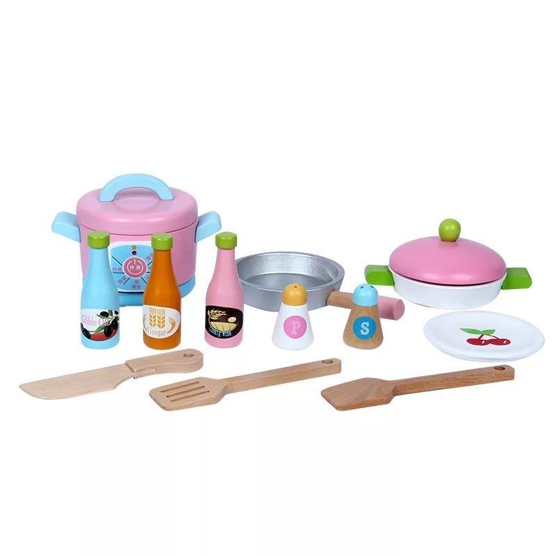 Wooden Pink and White Kitchen Set - Eduspark Toys