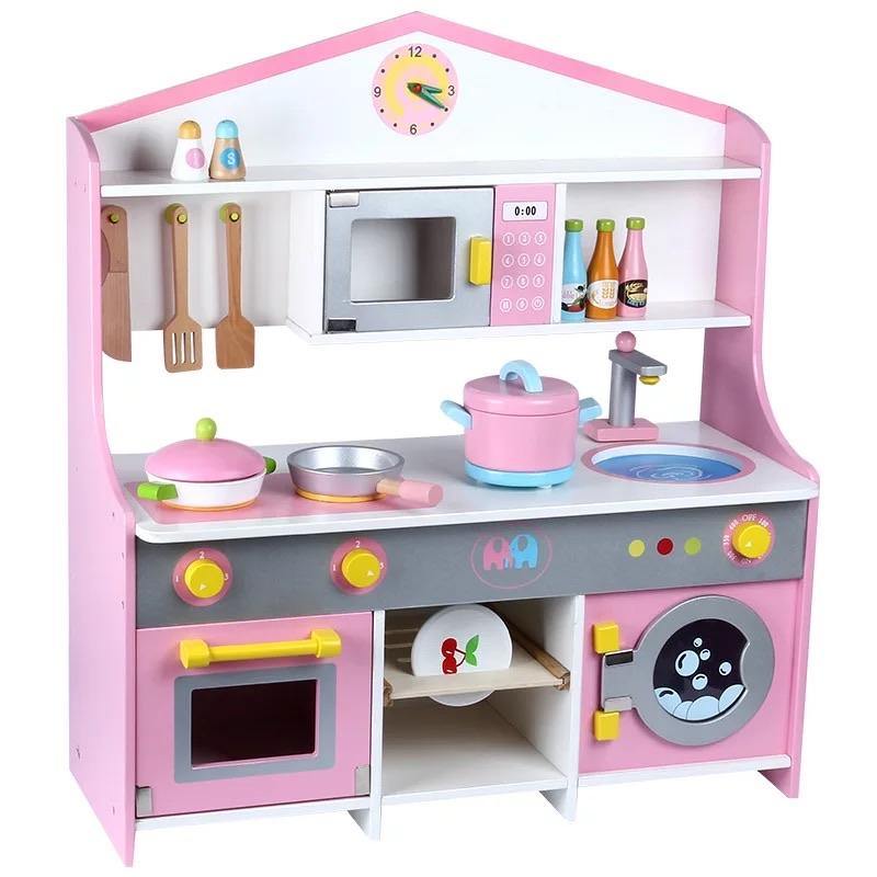 Wooden Pink and White Kitchen Set - Eduspark Toys